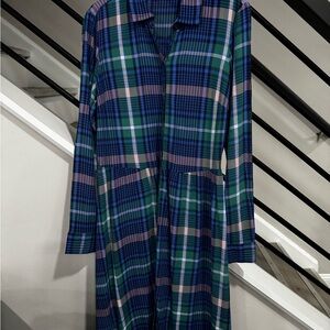BOGO Dress Deal! Plaid Long Sleeve Dress - Blue and Green